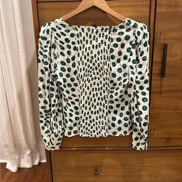 Reformation polka dot blouse green - Picture 4 of 6